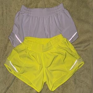 2 pairs of low rise lululemon hotty hots - size 4